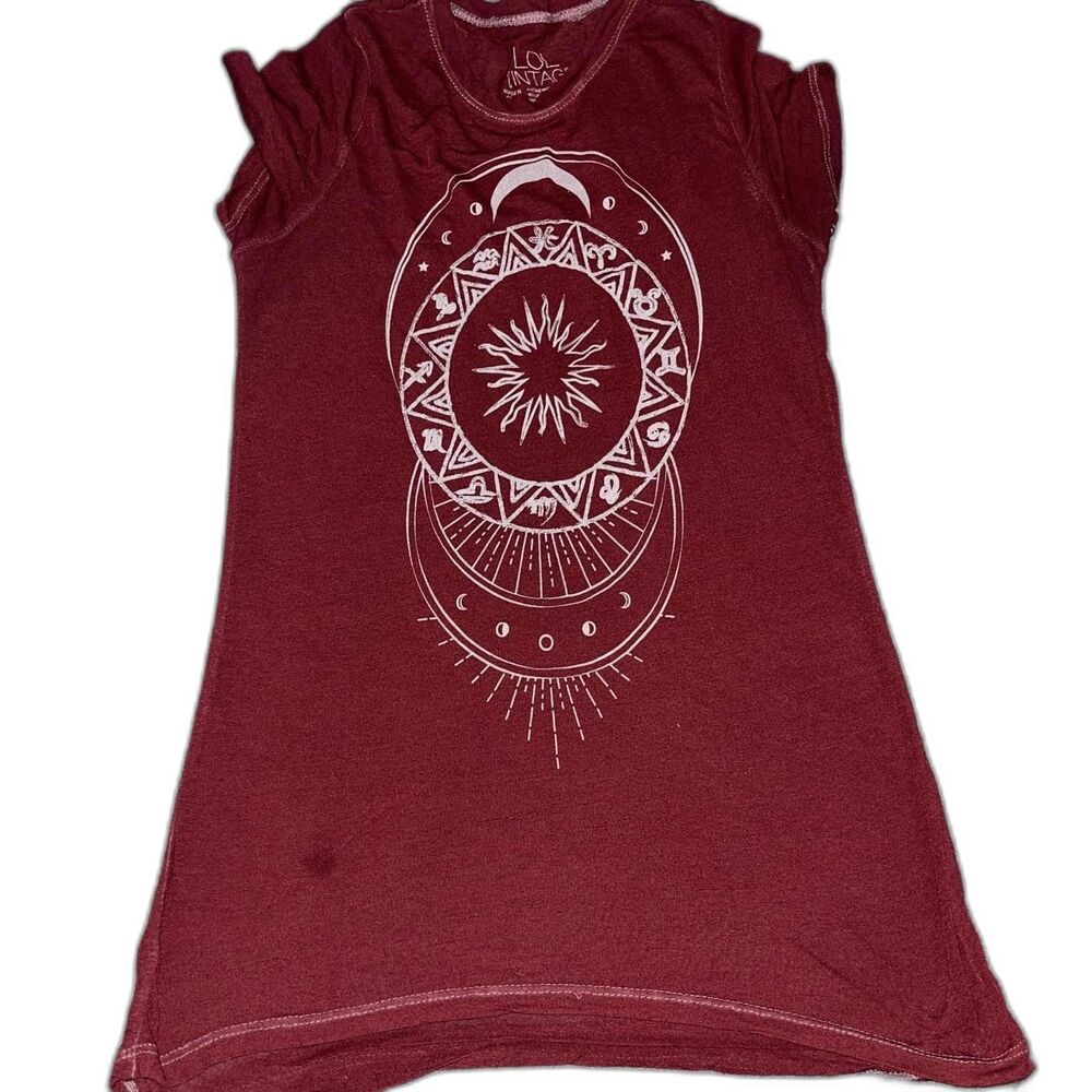 XS - LOL Vintage Shirt Top Red Moon Sun Celestial (stain)